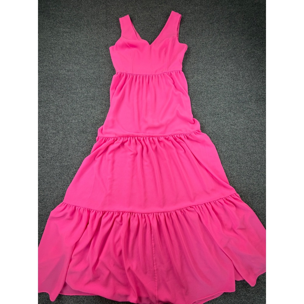 Lilly Pulitzer Pink Tiered Maxi Dress Sleeveless V-Neck 6 Cocktail Wedding Party - Picture 2 of 13